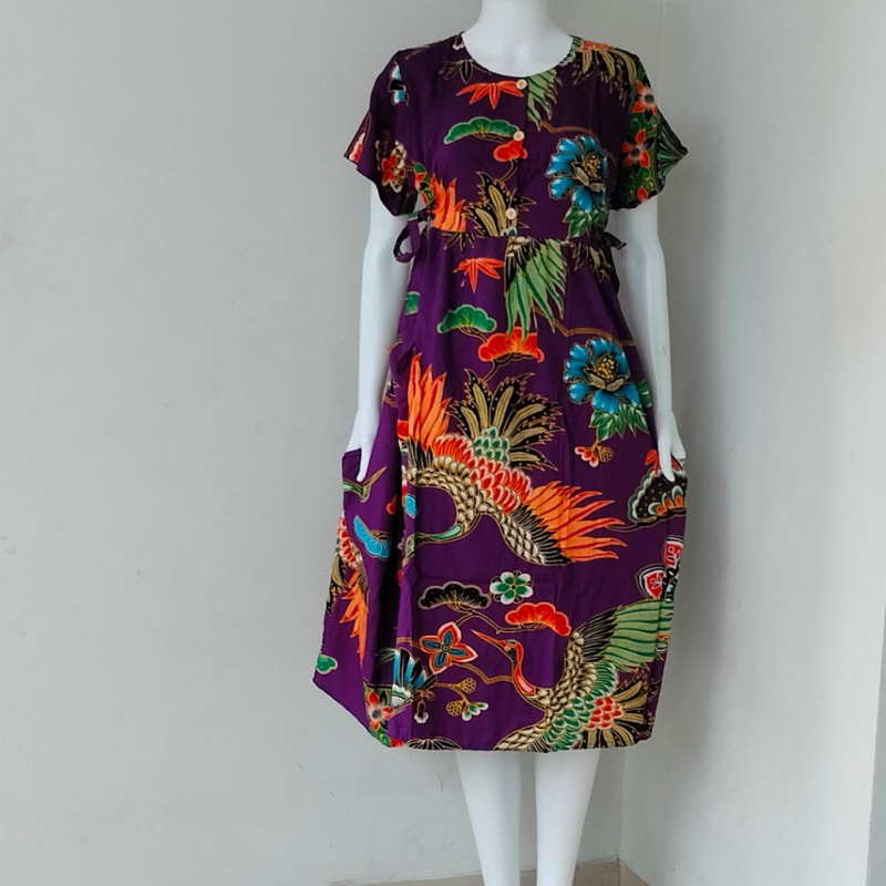 nk BATIK KENCANA UNGU MOTIF BUNGA TERBARU DASTER IBU MENYUSUI TERLARISS 4TALI PINGGANG LD.105 /