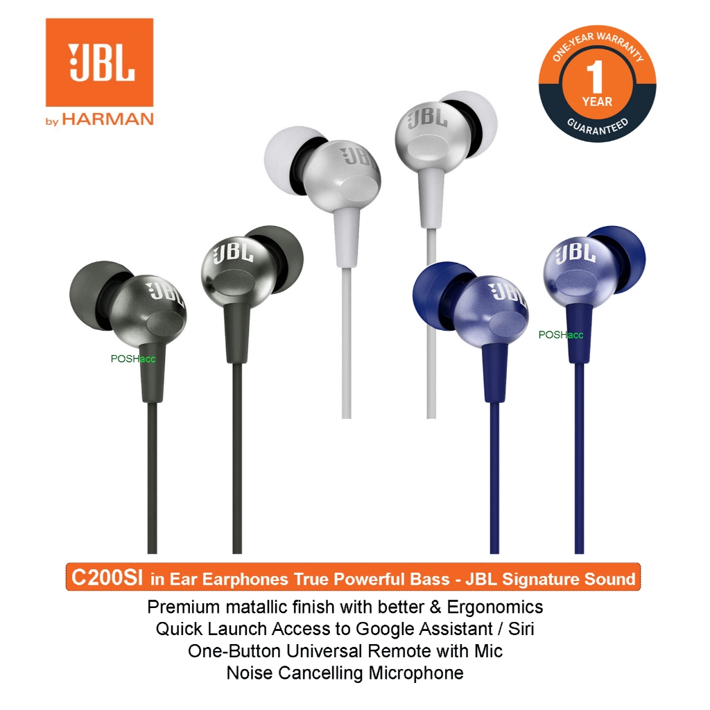 JBL C150SI / C200si In-Ear Earphone DEEP BASS Legendary JBL Sound with Mic - Garansi Resmi IMS 1 Thn