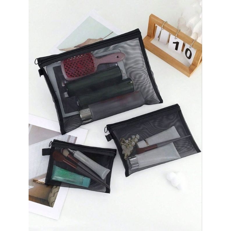 

Simply Net Pouch | Kotak Pensil Jaring Zipper Dompet Makeup Stationary