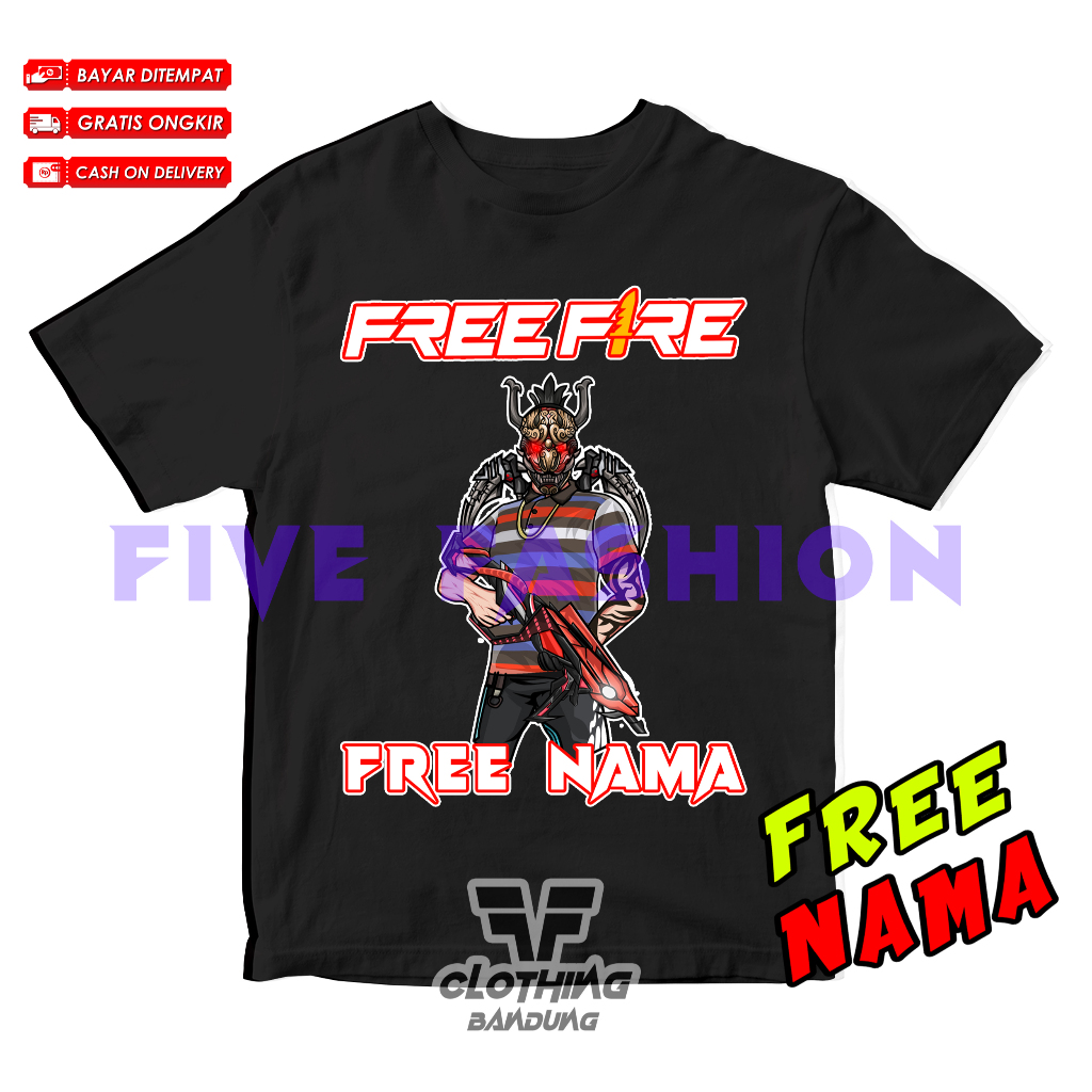 KAOS BAJU FF ANAK FREE FIRE CHAR TOPENG EVO GUN MP40 PREDATORY COBRA FREE NAMA BISA COD