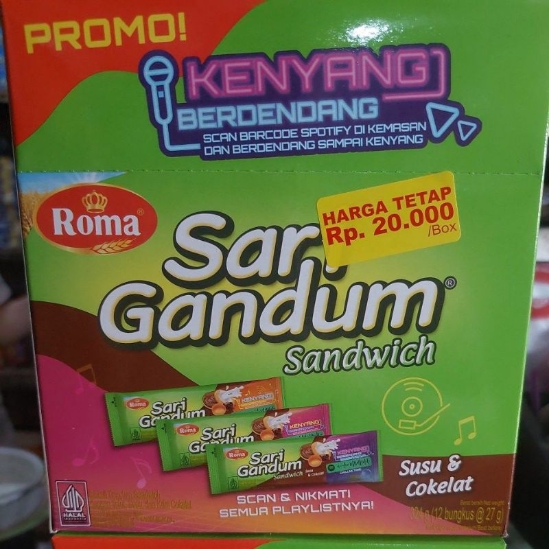 

ROMA SARI GANDUM SANDWICH SACHET 1 BOX ISI 12 X 27 GRAM