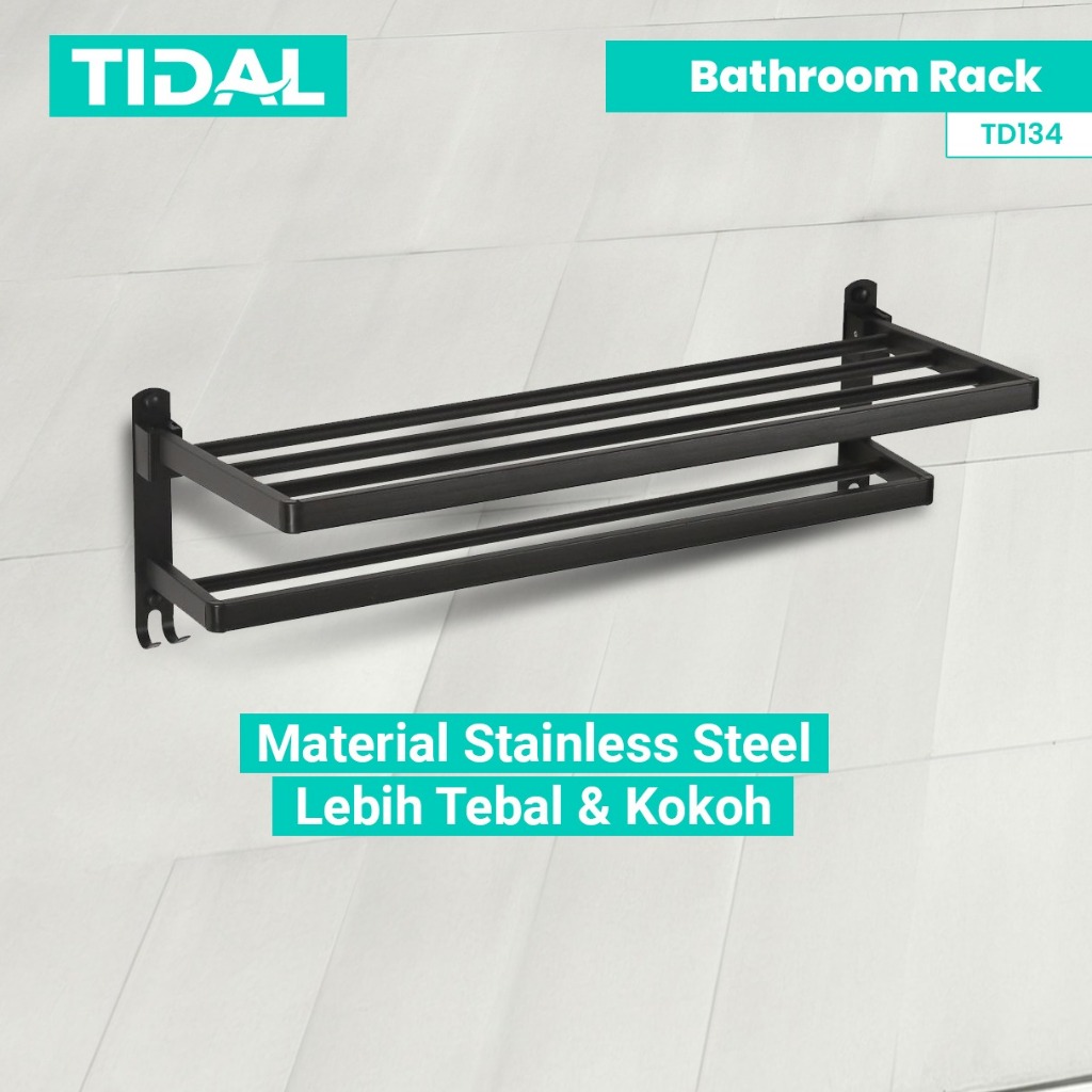 TIDAL Rak Tempat Handuk Hanger Dinding Kamar Mandi Towel Holder Stainless TD134