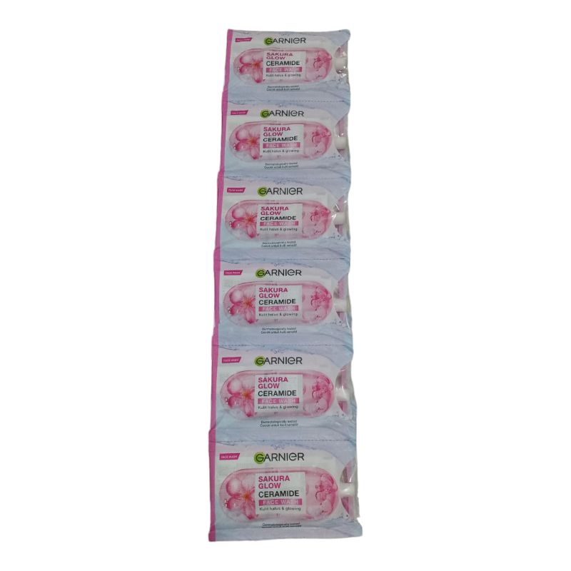 Garnier face wash sakura glow & bright complete 1 renteng isi 12pcs