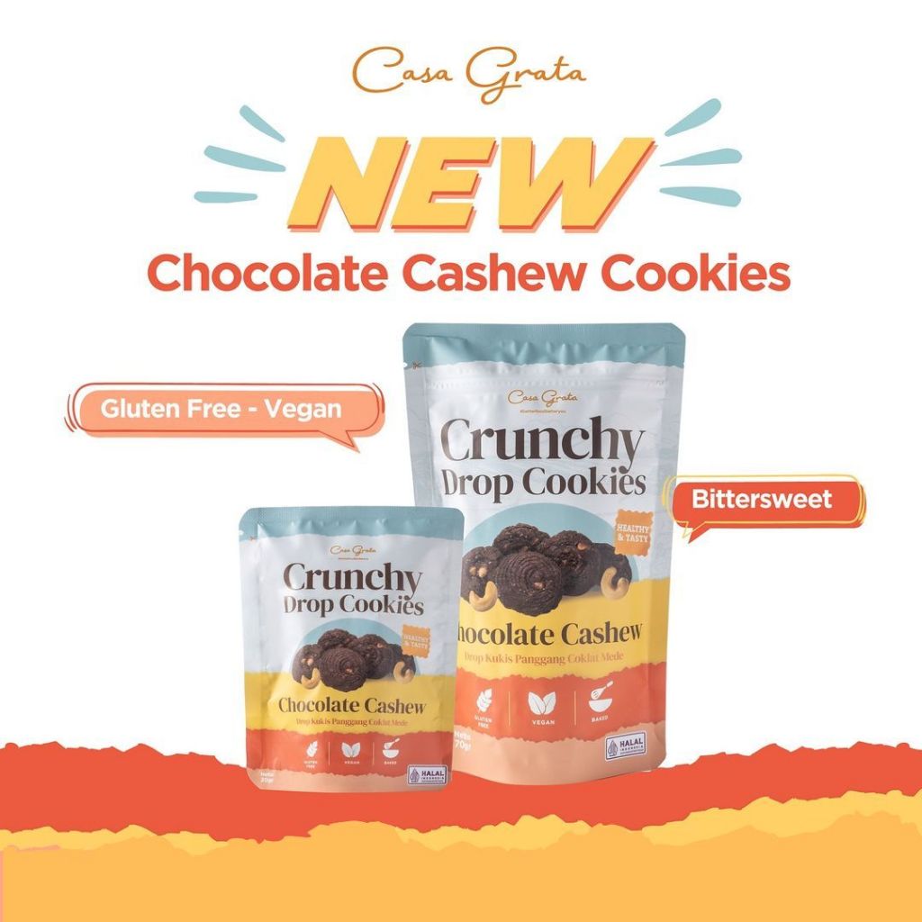 

Casa Grata - Kukis Chocolate Cashew ( Crunchy Drop Cookies Gluten Free Vegan )