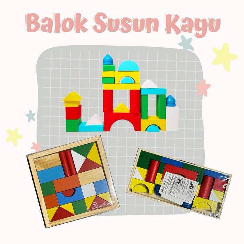 [Tokonya Maira] Balok susun bentuk rumah mini / mainan edukasi anak / wooden toys / balok kayu maina