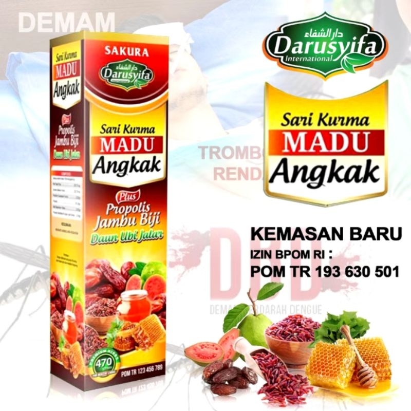 

Sari Kurma Madu Angkak SAKURA Darusyifa Plus Propolis Obat Typus Demam Tinggi & Menjaga Stamina