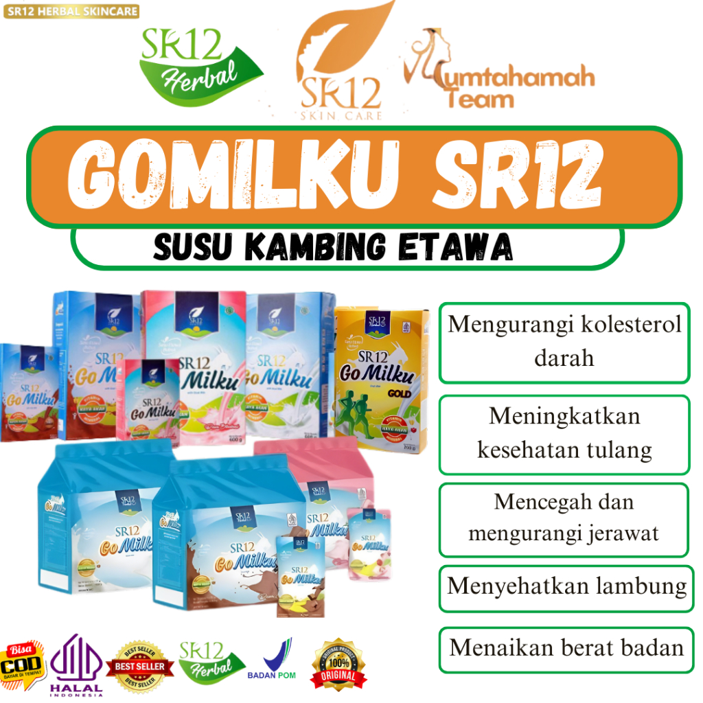 

GOMILKU SR12 SUSU KAMBING / GO MILKU SUSU ETAWA KUALITAS PREMIUM / GOAT MILK BUBUK TANPA GULA BPOM