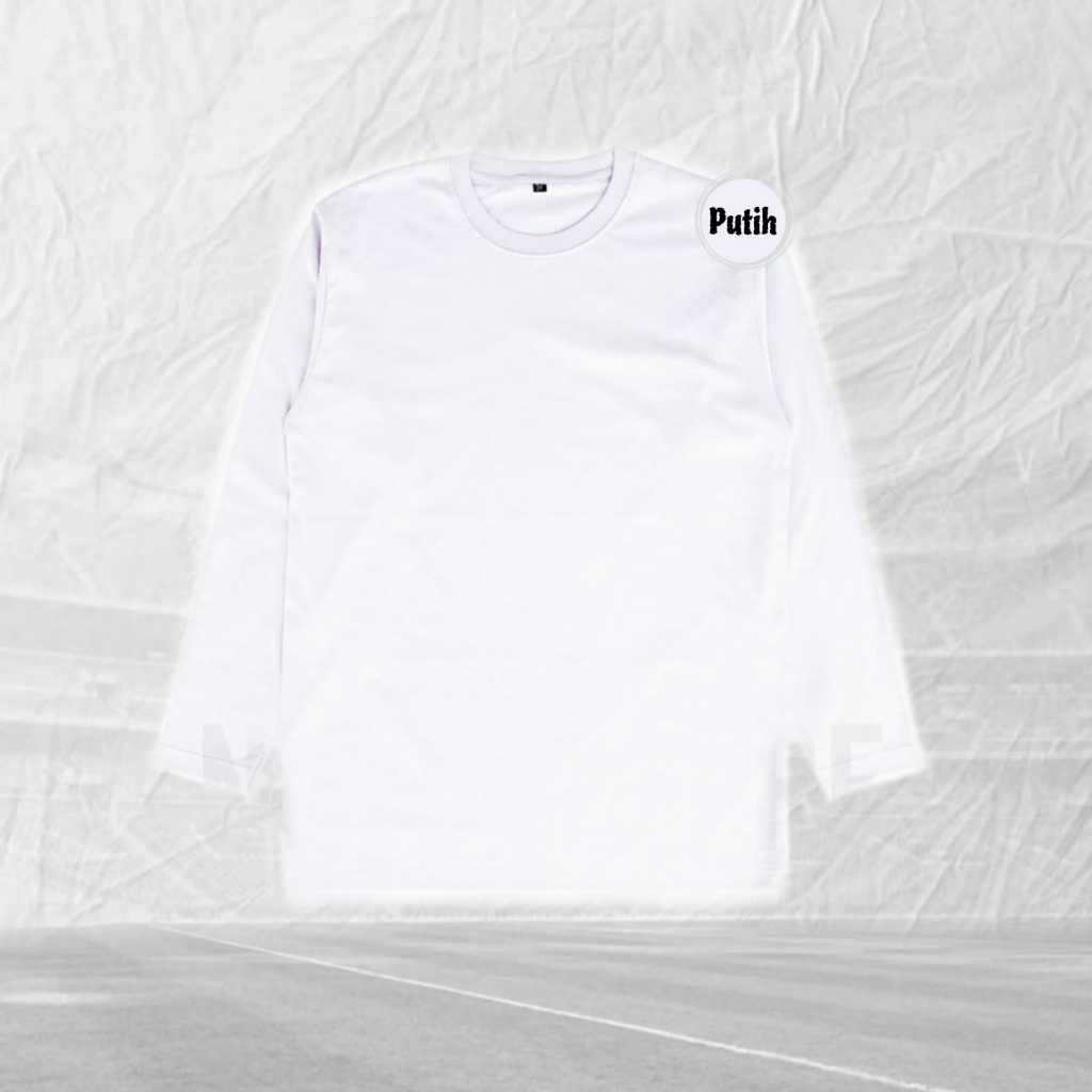Kaos polos putih lengan panjang atasan katun baju pria wanita
