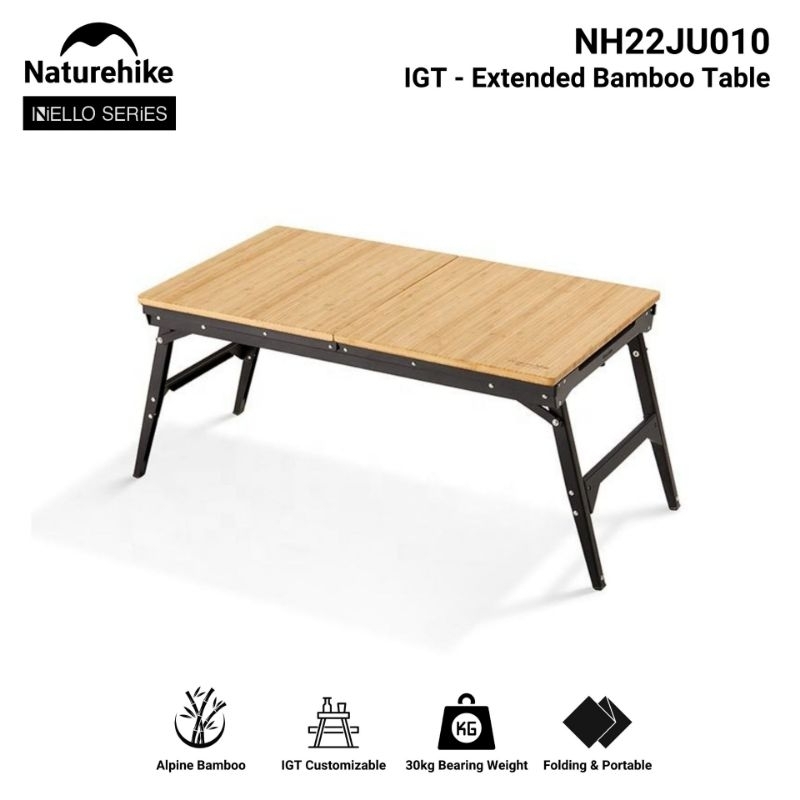 MEJA LIPAT BAMBU IGT NATUREHIKE NH22JU010 IRON GRILL TABLE EXTENDED BAMBOO TABLE SLIDE MULTIFUNGSI S