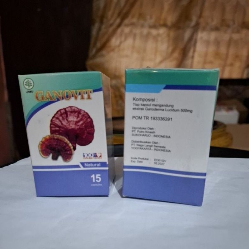 GANOVIT JAMUR LINGZHI, 1 Botol 15 kapsul,khusus perbaikan sel dan Liver