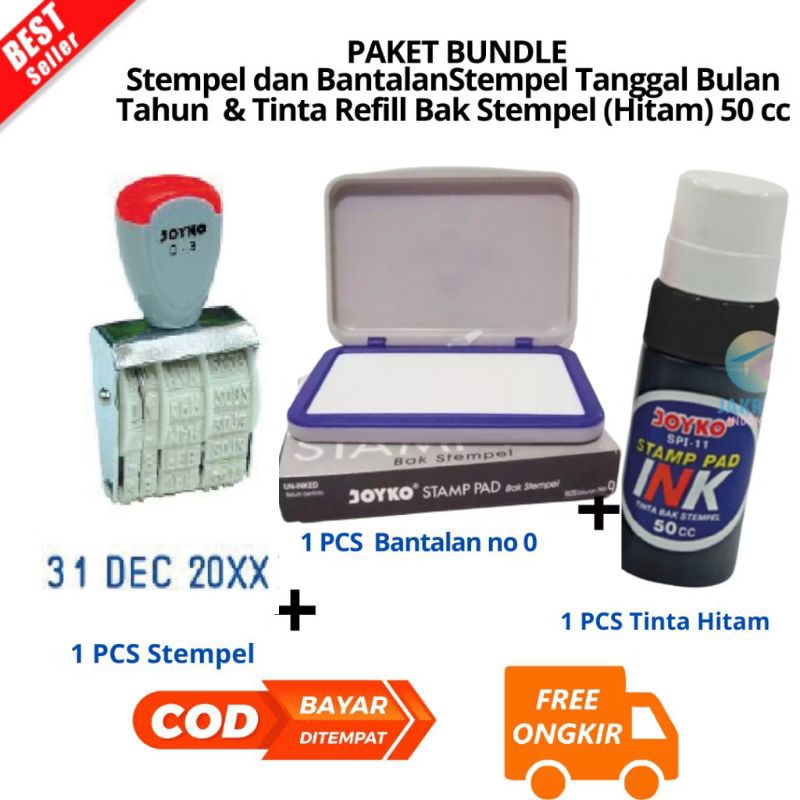 

[JIB] BAYAR DI TEMPAT PAKET Stempel DAN BANTALAN CETAK Tanggal Bulan Tahun 1 Warna JOYKO Kenko D-3 Dater Stamp - D-3 /PCS & Tinta Refill Bak Stempel (Hitam) 50 cc JOYKO SPI-13 Stamp Pad Ink [PBF]