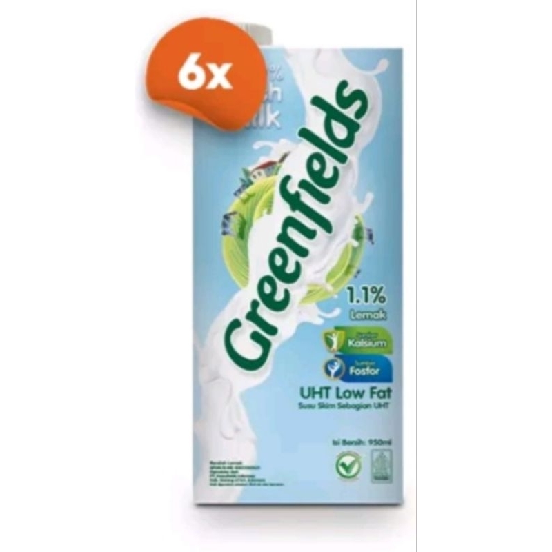 

TERMURAH ISI 6 GREENFIELDS UHT LOW FAT 950ML