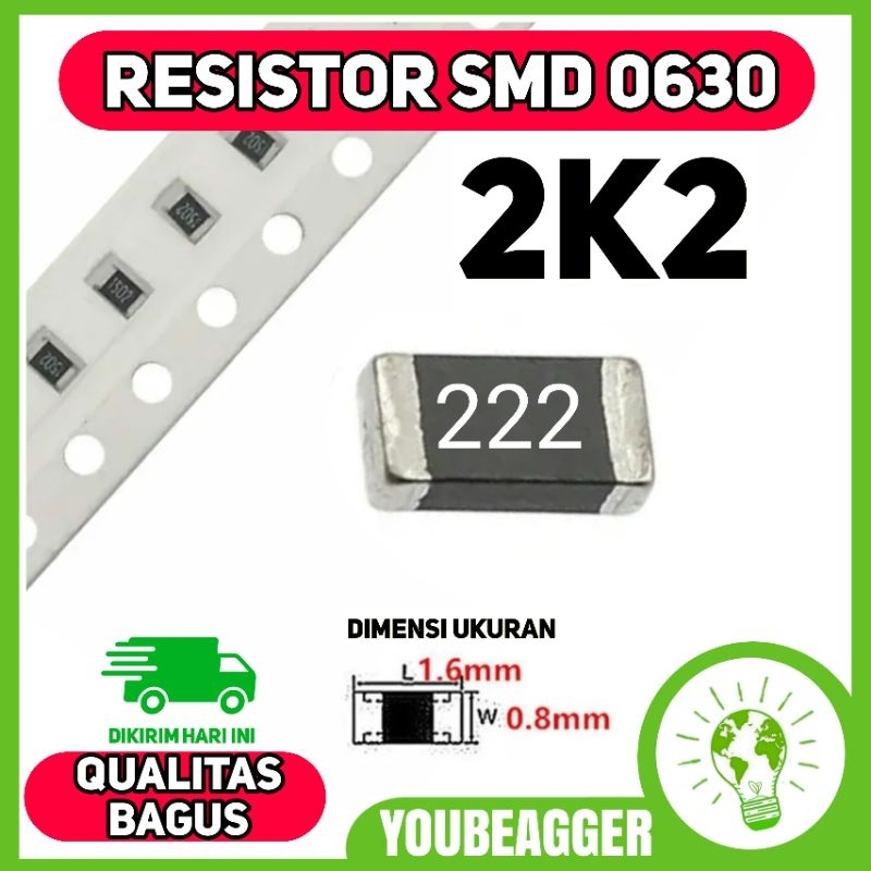 Resistor smd 2k2 222 tipe 0603