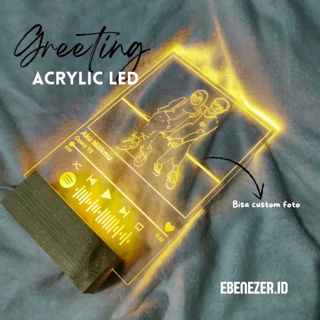 Akrilik custom standing kayu LED wedding birthday graduation anniversary + foto akrilik custom