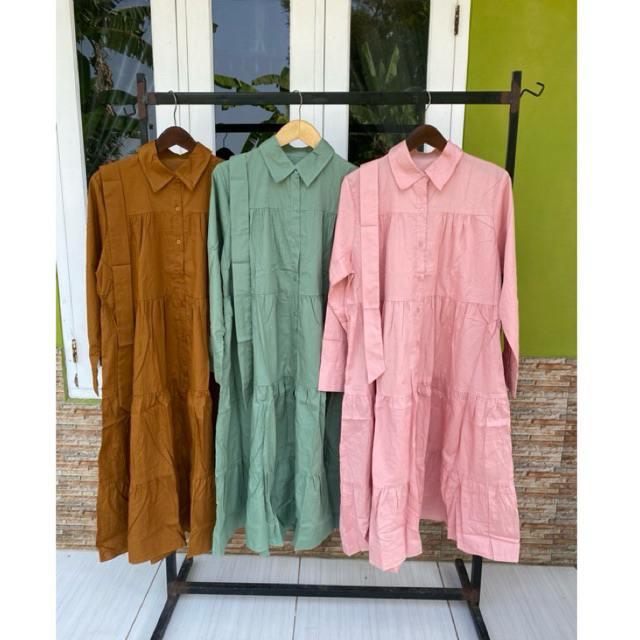 Midi Dress Bahan Katun Poplin