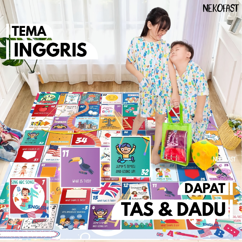 NEKOFAST ULAR TANGGA JUMBO ENGLISH FOR CHILDREN - KARPET BERMAIN EDUKASI BAHASA INGGRIS