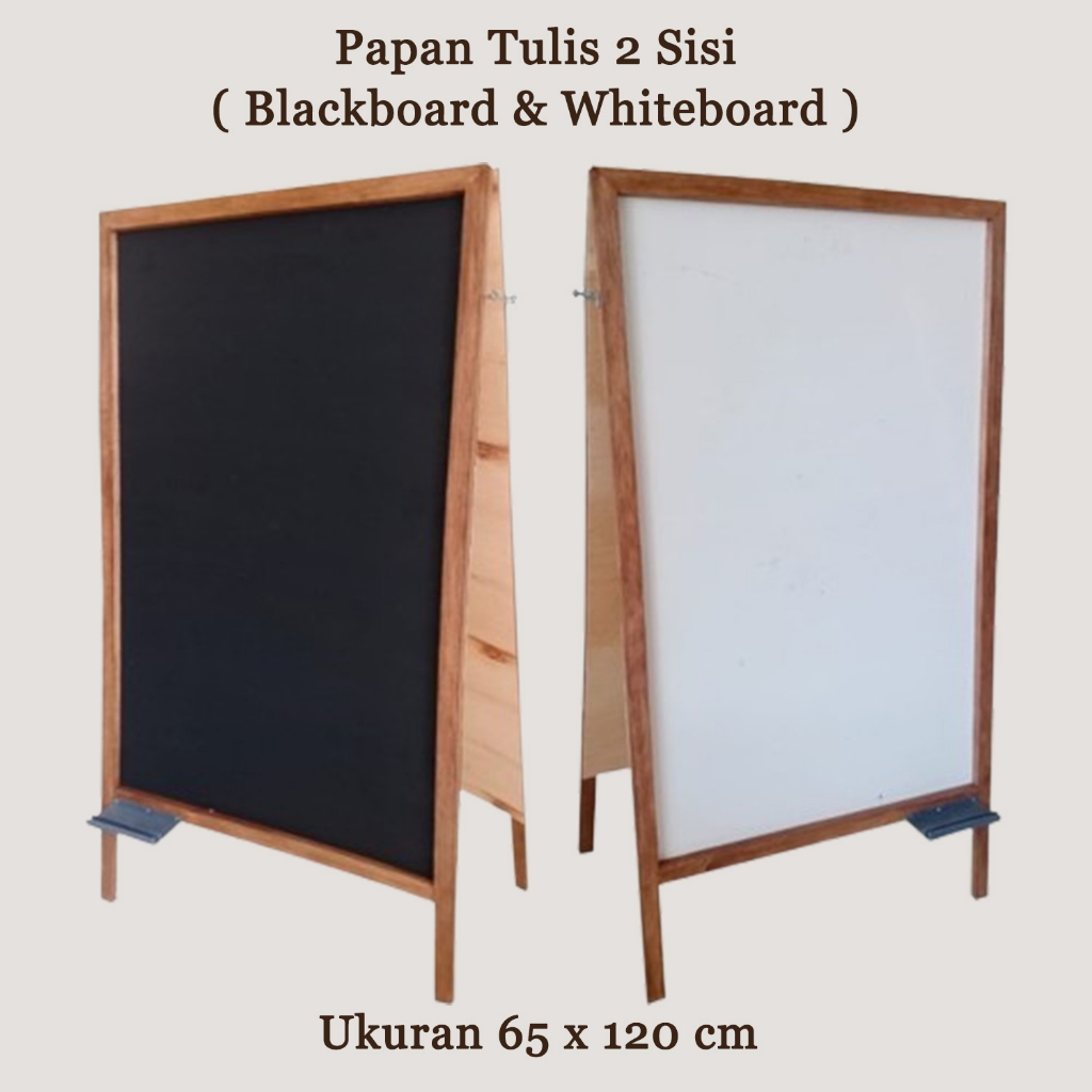 

Papan Tulis 2 Sisi 65 x 120 cm White Board & Black Board Cafe Standing