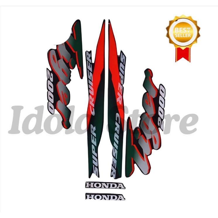 Striping Sticker Tiger 2000 Hijau Merah Motor Stiker Sticker Striping Standart Ori Tiger 2000