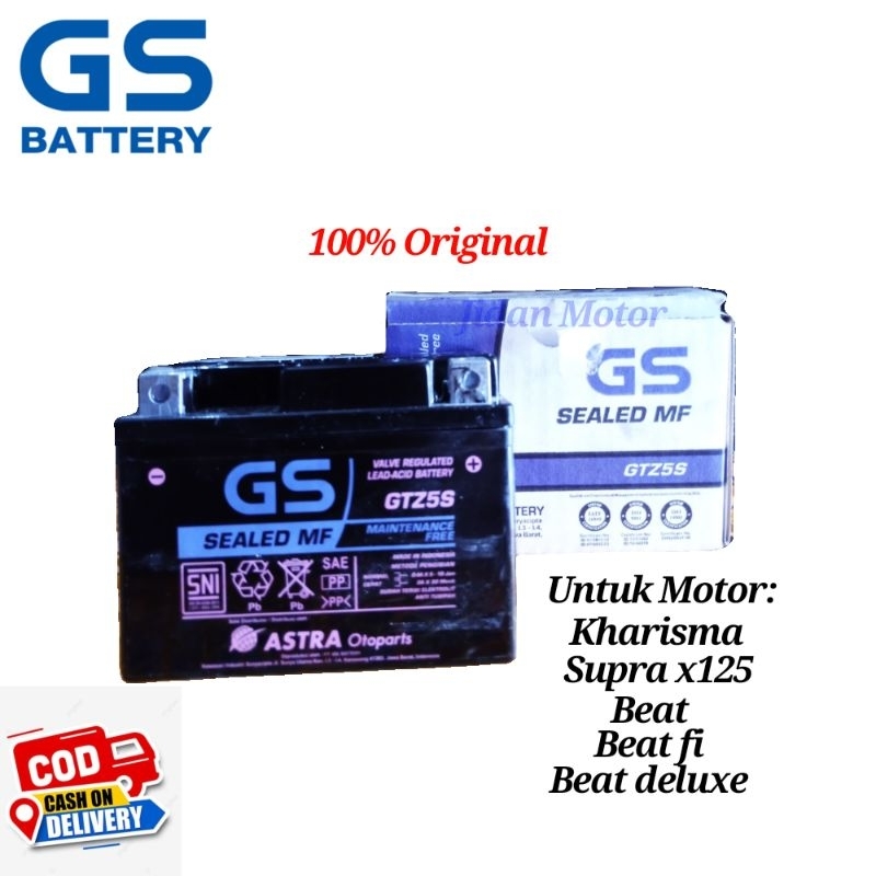 AKI GS UNTUK MOTOR KHARISMA, SUPRA X 125, BEAT, BEAT DELUXE
