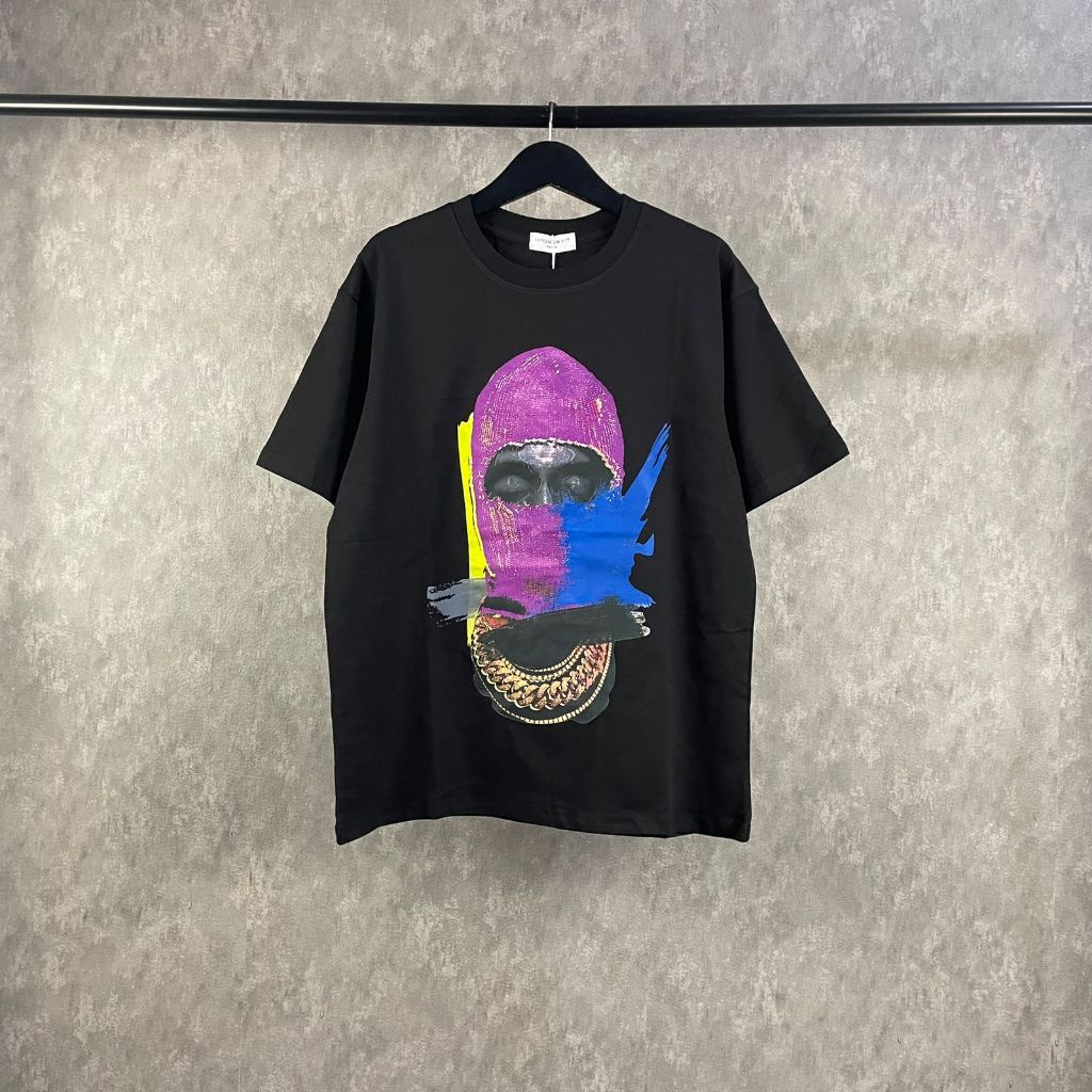 Baju Kaos Ih Nom Uh Nit Mask on Painted Man Black Multicolor T-Shirt Baju Kaos Atasan Pria & Wanita 