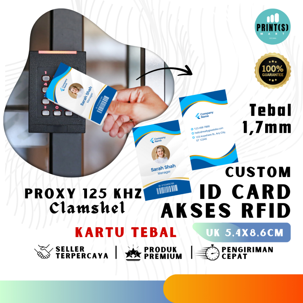 

Cetak Kartu Akses TEBAL, RFID Clamshell Proximity, Access Smart Card Custom Print RFID Clamshell