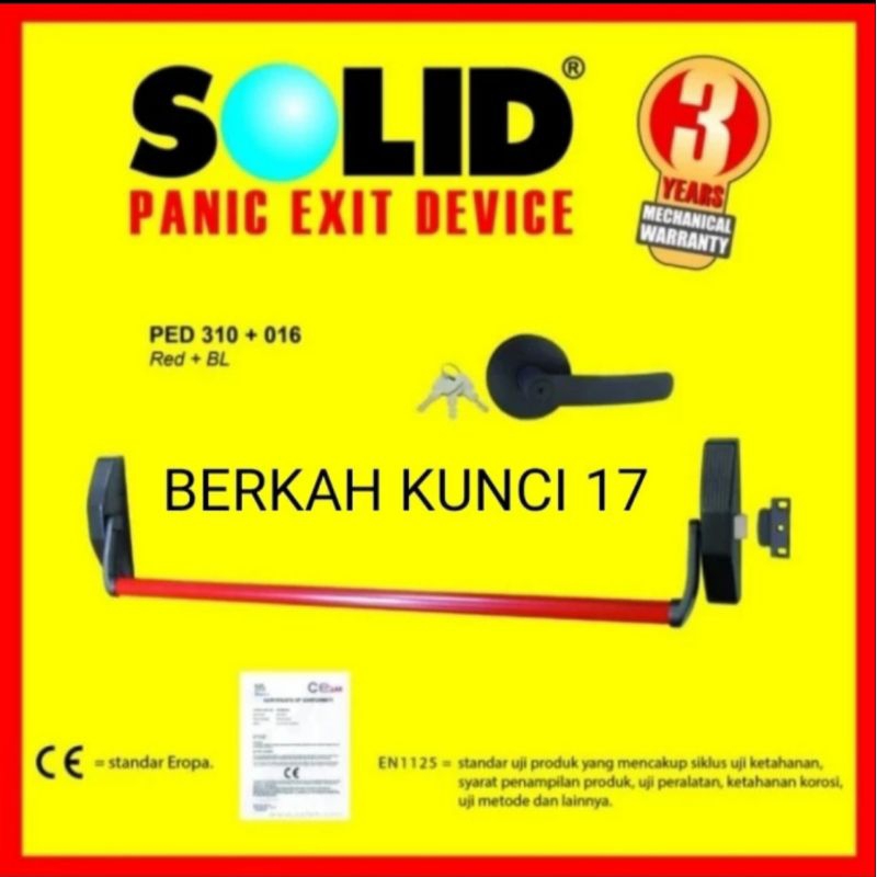 PANIC BAR EXIT DEVICE PED 310+016 SOLID