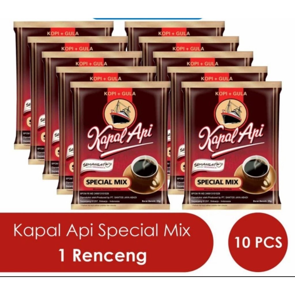 

KOPI KAPAL API SPECIAL MIX PLUS GULA - 1 RENCENG (ISI 10 PCS)