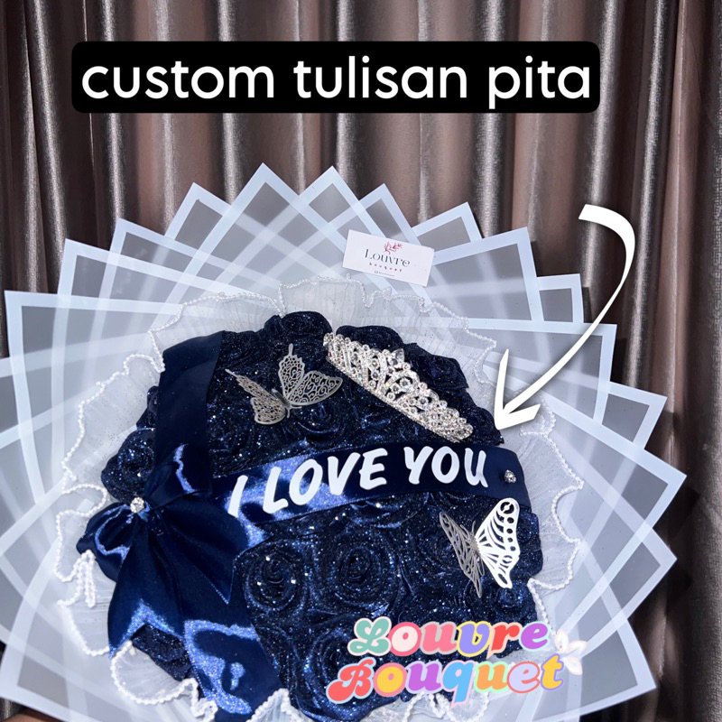 

HANYA PITA | Tambahan Aksesoris Custom Tulisan Pita Untuk Buket Pita Satin (HANYA UNTUK AKSESORIS BUKET TIDAK DIJUAL SATUAN)
