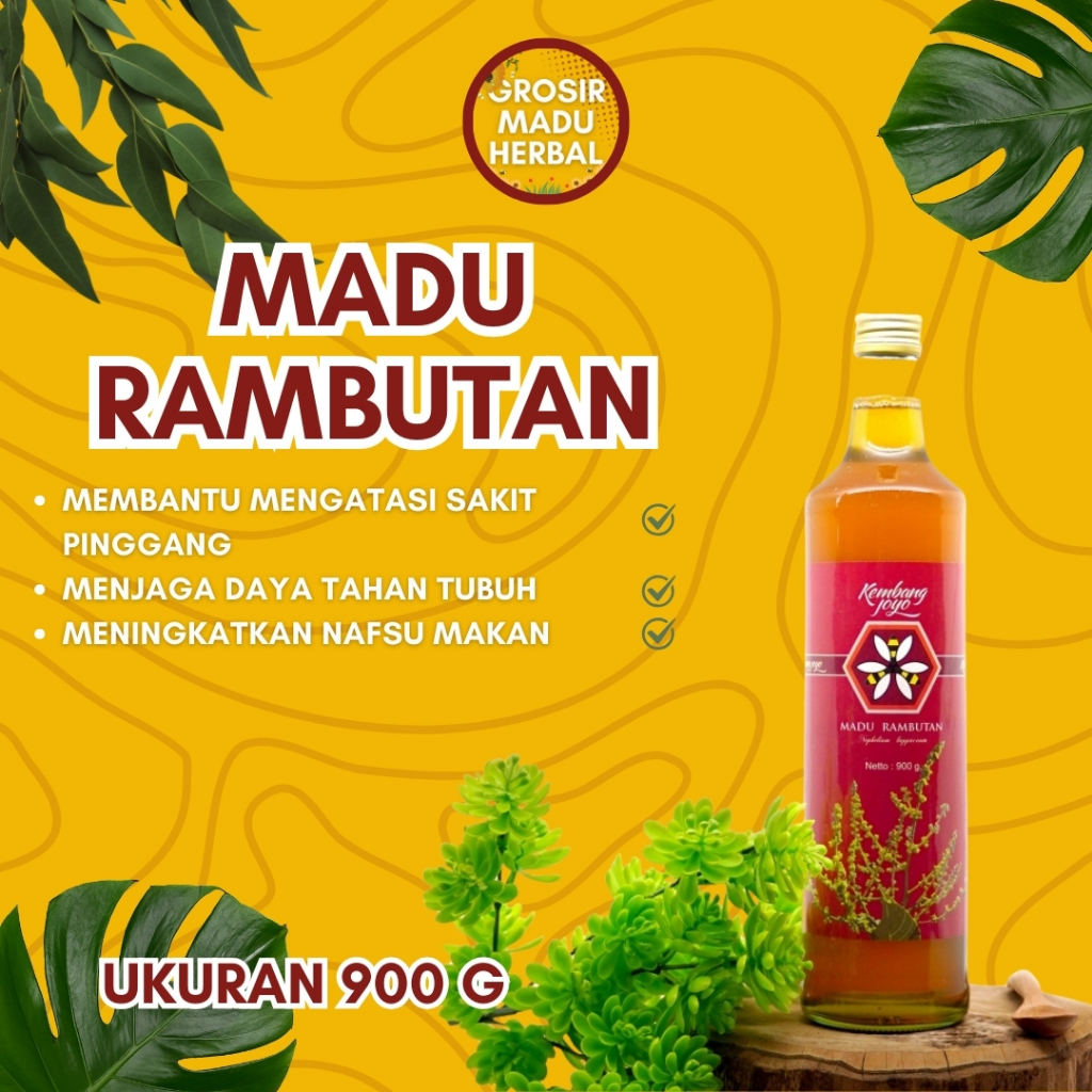 

MADU RAMBUTAN KEMBANG JOYO 900 G, MADU ASLI, MADU ALAMI, PURE HONEY