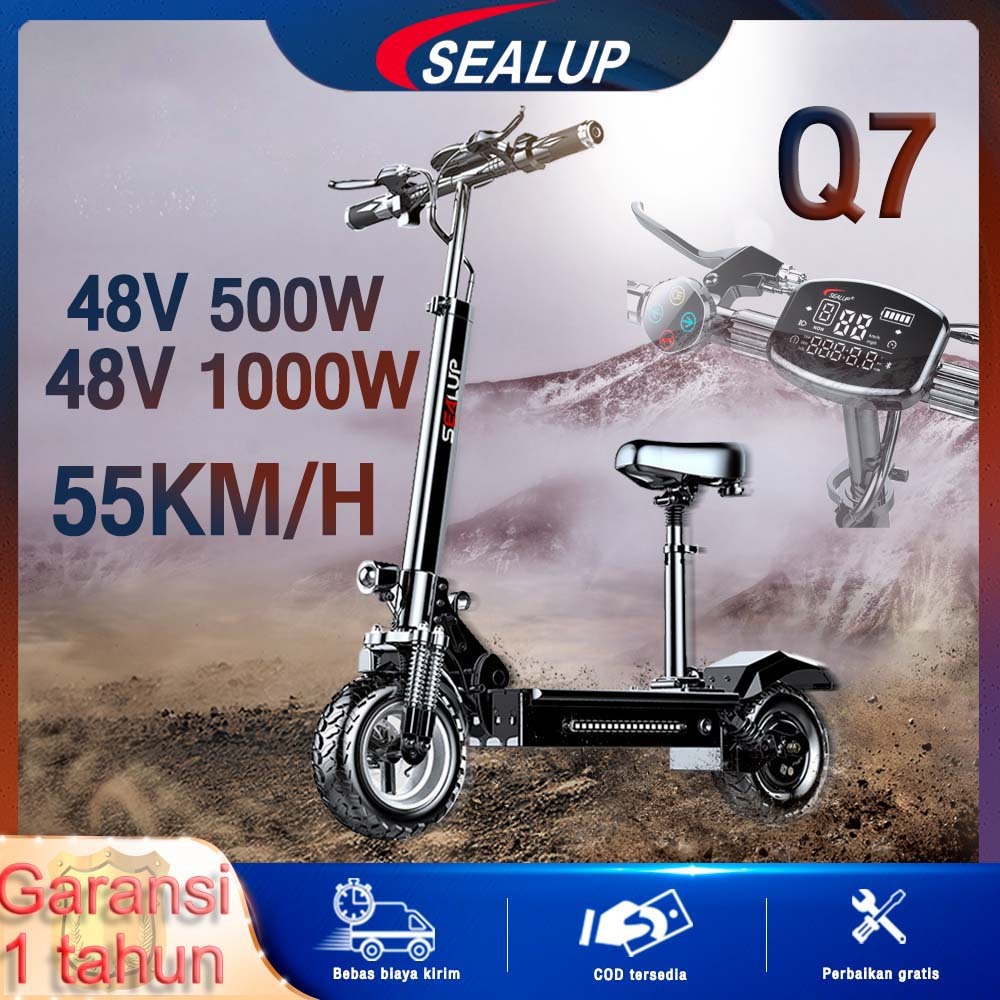 Skuter Listrik lipat 48V Electric scooter dewasa 1000W 500W SEALUP Q7 Tahan Air IP54 scooter listrik