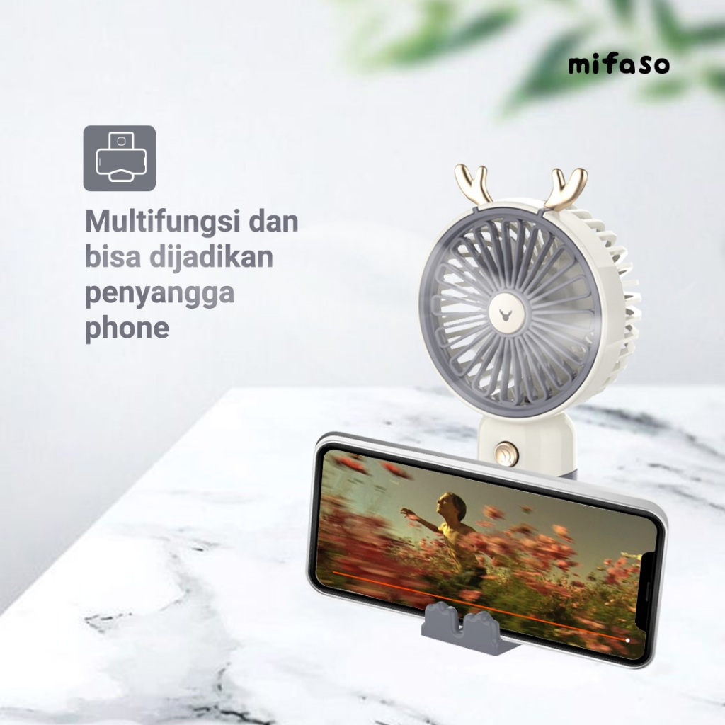 Evi_Drphone Kipas Angin Portable+Dudukan Hp Dan Terdapat Fungsi Aromaterapi Pada Bagian Tengah Kipas