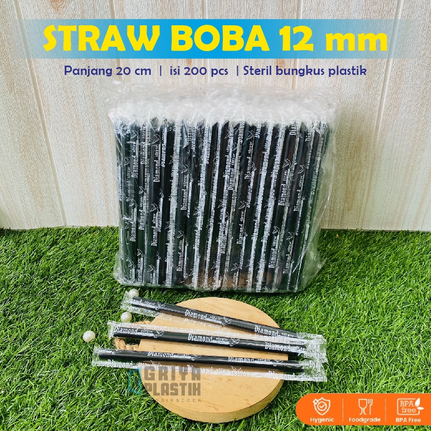 (200 pcs) Sedotan BOBA 12 mm | Sedotan Steril | Pipet 12mm | Sedotan Cover | Sedotan Runcing
