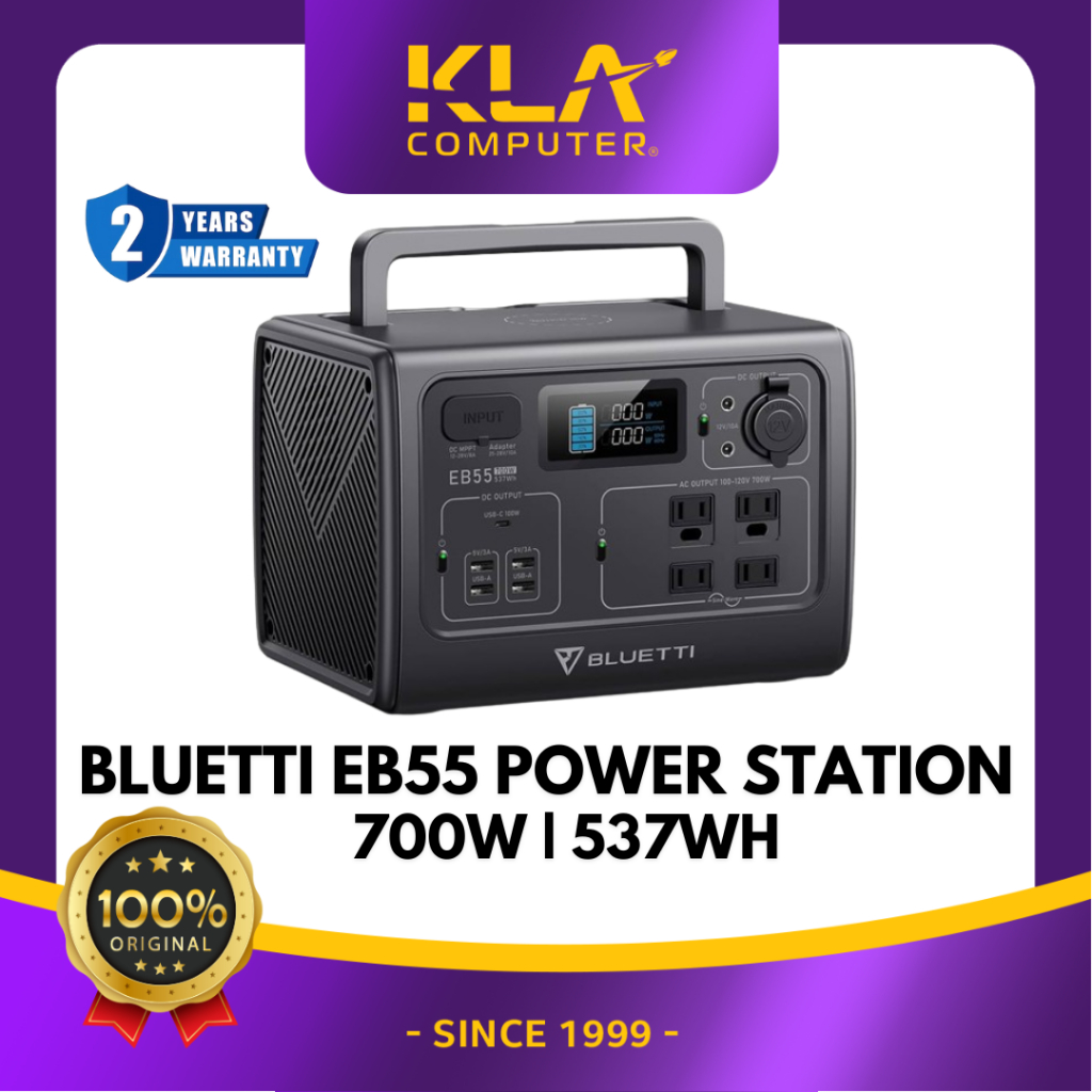 BLUETTI EB55 Portable Power Station | 700W 537WH GARANSI RESMI