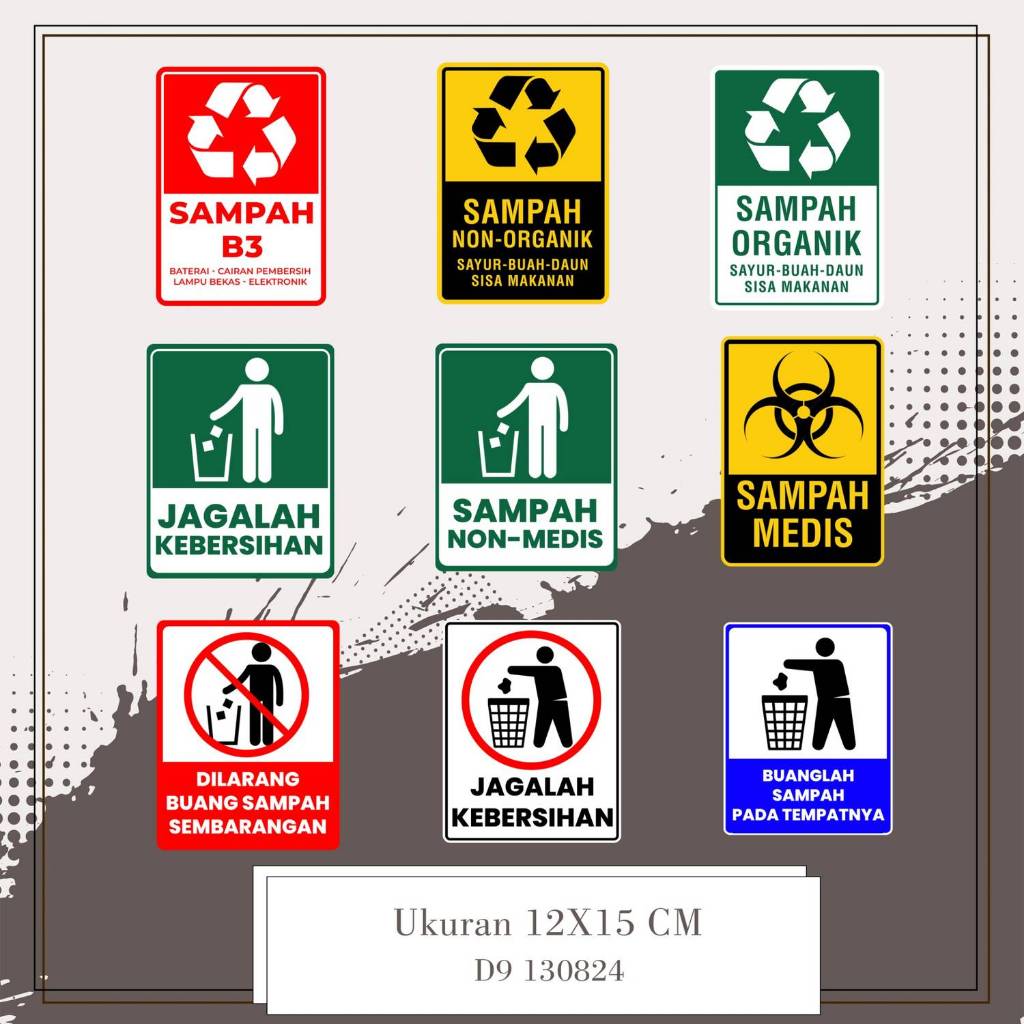 

Stiker Tempat Sampah Organik Non Medis B3 Jagalah Kebersihan Buanglah Sampah Pada Tempatnya multi