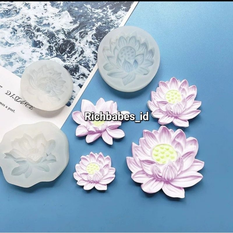 Cetakan fondant bunga teratai mold flower cetakan coklat puding jelly silikon