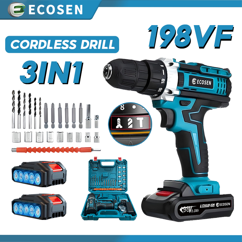 ECOSEN Mesin Bor Baterai Tangan Bor Listrik Cordless Drill Battery Bor Cordless Screwdriver Murah Bo
