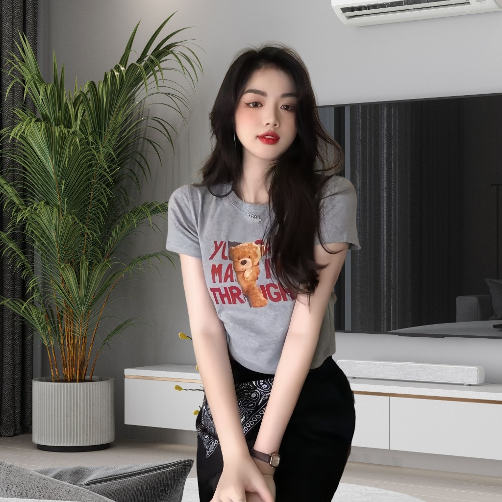 CROP TOP MOTIF BAJU KAOS TUMBLR CROP TEE TSHIRT KAOS KOREA FASHION WANITA KATALOG