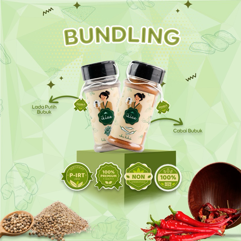 

Lada Putih Bubuk & Cabai Bubuk / Bumbu Botol / Premium Quality / BUNDLING IKIAE