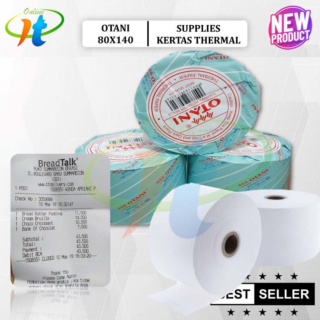 

Thermal Otani 80x140 Kertas Struk Thermal Struk ATM 79x140 Parkiran Antrian ATM 80x140 79 x 140