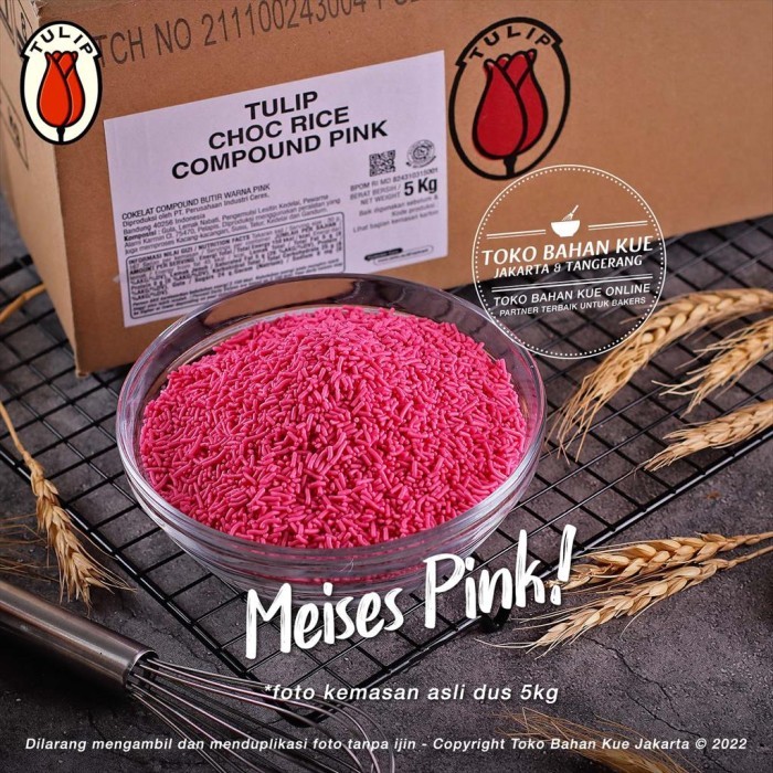 

Tulip Meses Warna PINK 100gr Chocorice MERAH MUDA Meises Chocolate