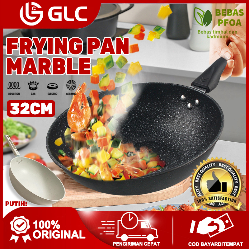 GLC Wajan Wok Pan Marble 32cm Panci Penggorengan Anti Lengket