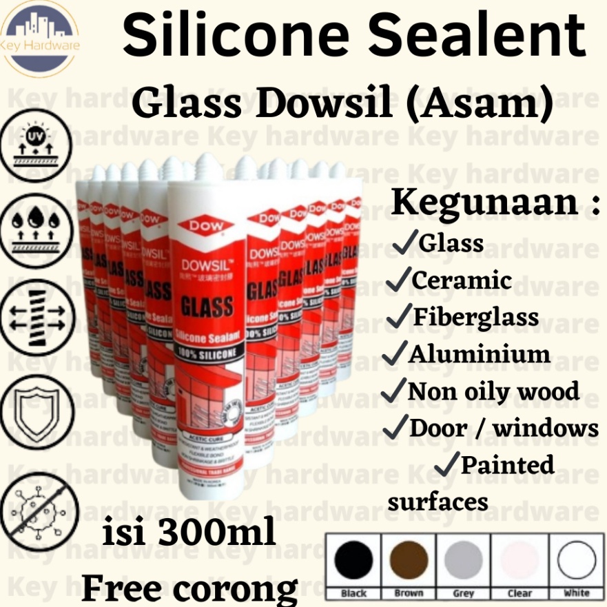 Terbaru Lem Silicone Sealant dowsil glass asam Lem Kaca aquarium Dll Dowsil