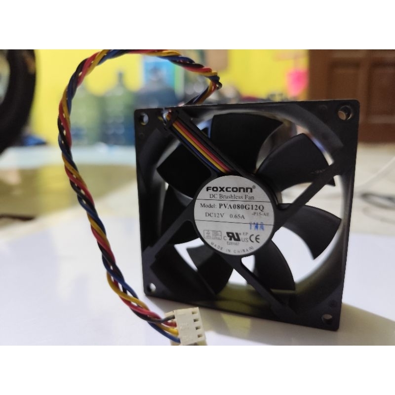 FAN 8CM FOXCONN PVA080G12Q DC.12V 0.65A TEBAL 2.5CM| ORI