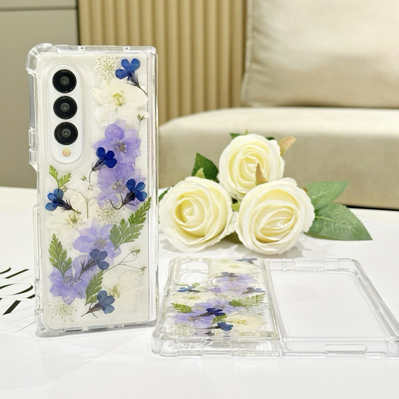 Pretty Case Real Flower Bunga Asli Dried Floral Plants Akrilik Cute Imut Casing For Samsung Z Fold 6