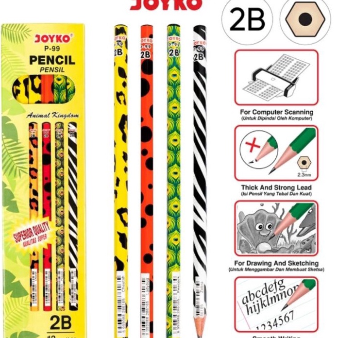 

MURMER Pensil 2B P99 2B Animal Grosir 12 pc