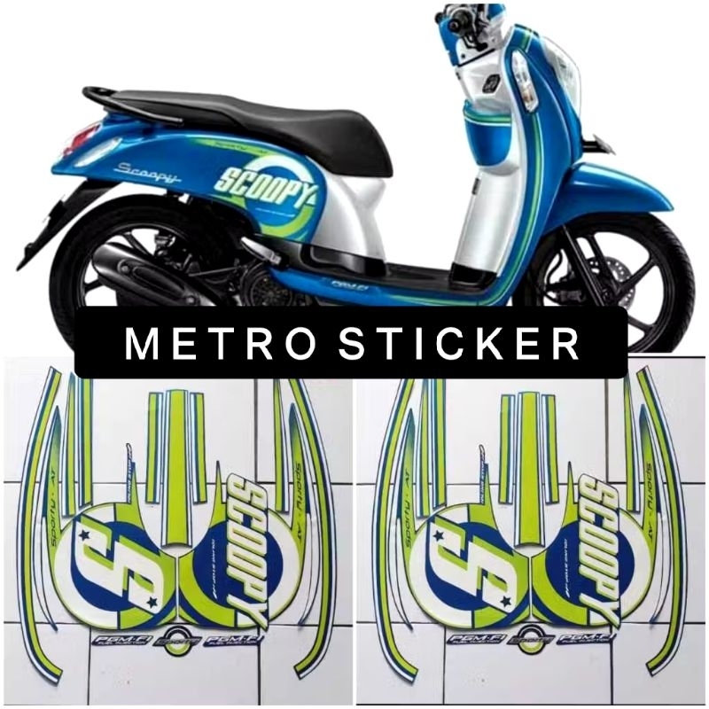 Striping lis sticker standar honda scoopy 2015 biru hijau sporty stiker scoopy biru 2015 sporty