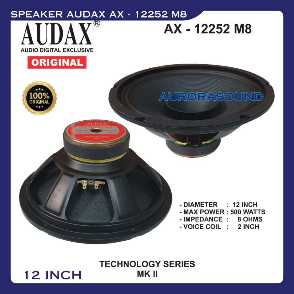 SPEAKER AUDAX AX 12252 M8 FULL RANGE SPEAKER 15 INCH 500 WATT AUDAX ORIGINAL