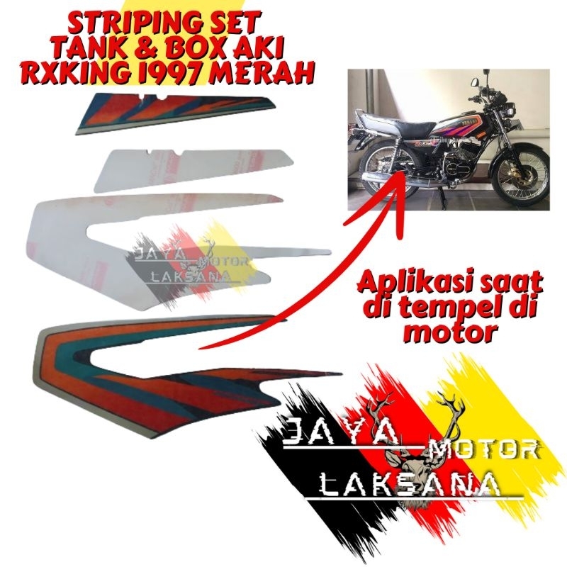 STRIPING LES LIS STICKER LOGO YAMAHA TANGKI TENK TENGKI DAN BOX AKI RX KING RXKING MASTER MERAH HITA