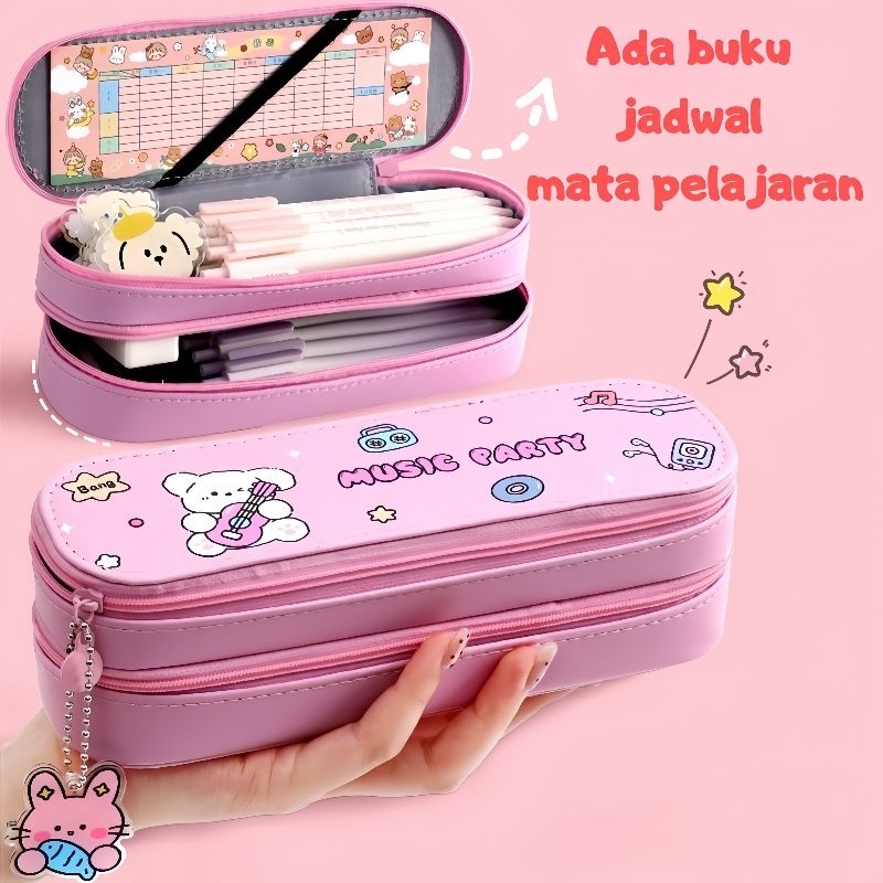 

Tempat Pensil 2 Layer Motif Lucu / Kotak pensil Alat Tulis Style Korea / Pouch Pancil case waterproof