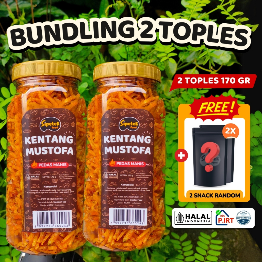 

[SPESIAL LIVE GRATIS 2 SNACK] Bundling 2 Toples Kentang Mustofa